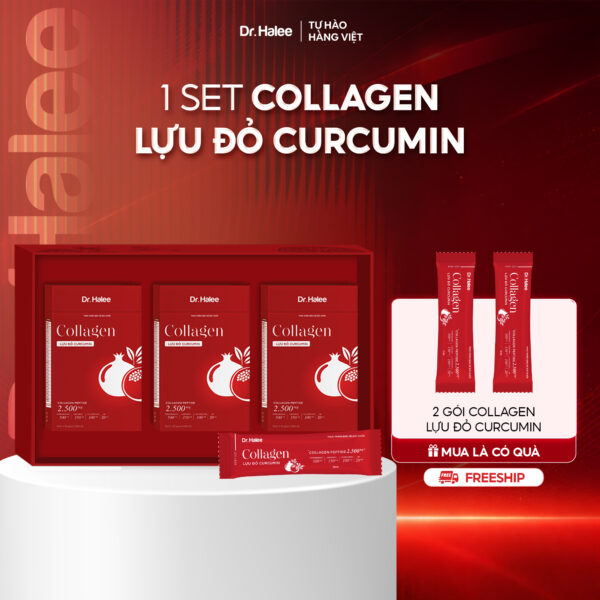 TPBVSK Collagen Lựu đỏ Curcumin - Set 3 Hộp x 10 gói (30 gói)