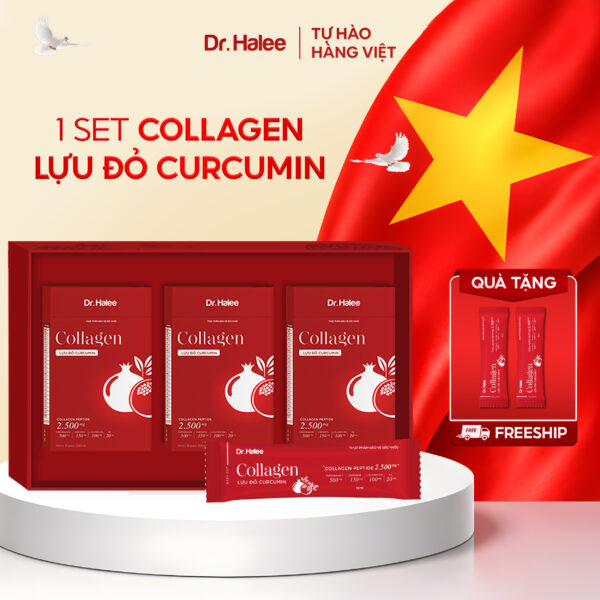 Collagen Lựu đỏ Curcumin - Set 3 Hộp 30 gói