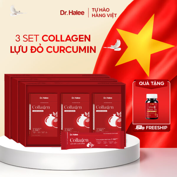 Combo 3 Set Collagen Lựu Đỏ Curcumin - Liệu trình 3 tháng