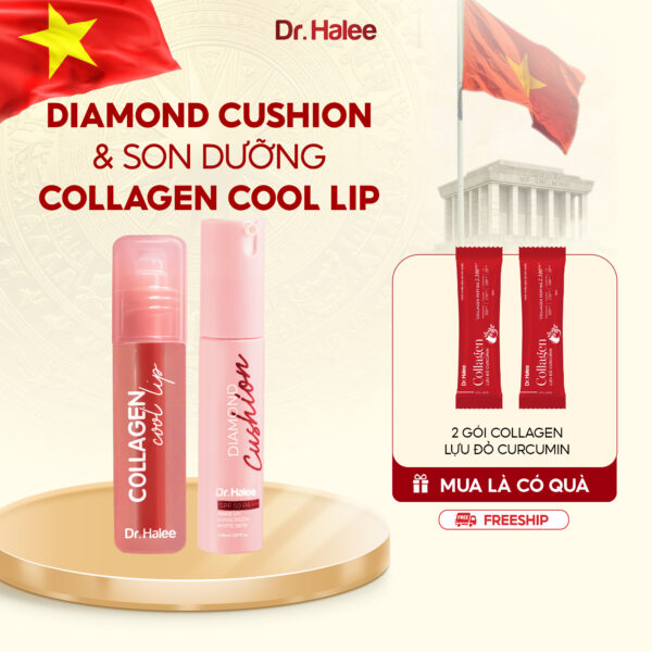 Bộ Đôi Make-Up Dr.Halee - Diamond Cushion & Son Collagen Cool Lip