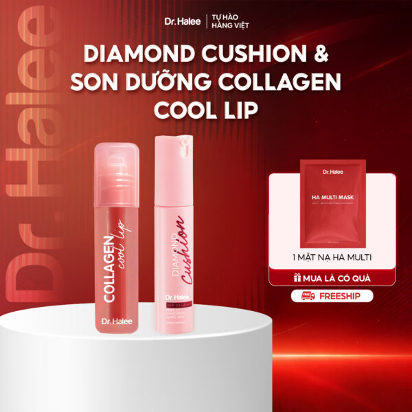 Bộ Đôi Make-Up Dr.Halee - Diamond Cushion & Collagen Cool Lip