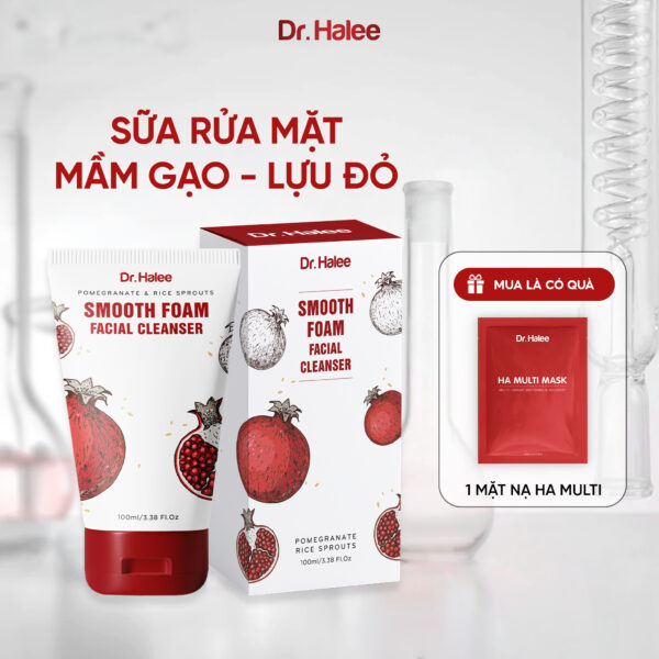 SMOOTH FOAM FACIAL CLEANSER - Sữa Rửa Mặt Bọt Mịn Mầm Gạo Lựu Đỏ Dr.Halee