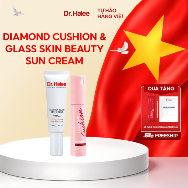 Bộ Đôi Chống Nắng Dr.Halee - Diamond Cushion & Glass Skin Beauty Sun Cream